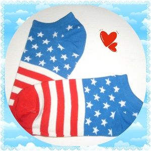 American Flag Motif No Show Socks Adult Womens Osfm